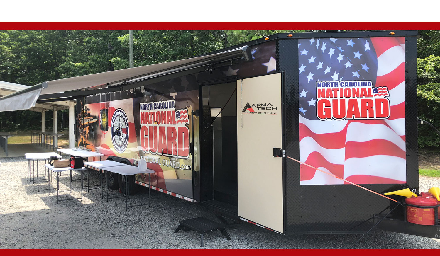 D.A.R.S. trailer wrapped in North Carolina National Guard livery, deployed at a range